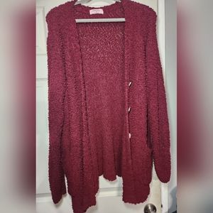 Zenana 3X popcorn burgundy cardigan